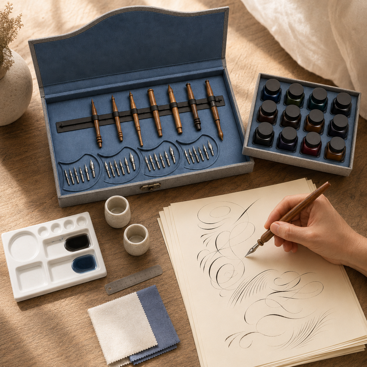 Professional Calligraphy and Lettering Workshop Set with Storage Case