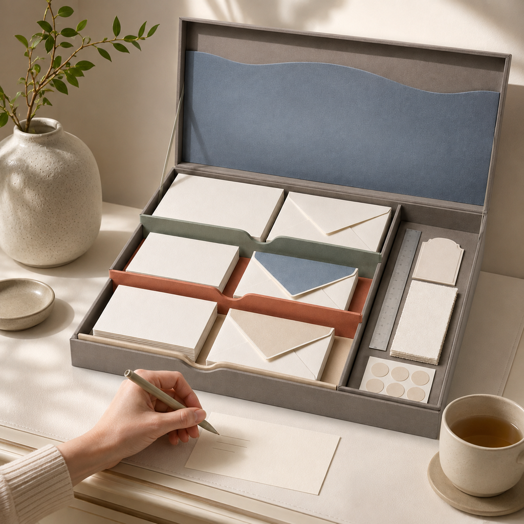Premium Cotton-Paper Correspondence Writing Chest, 120-Piece Set