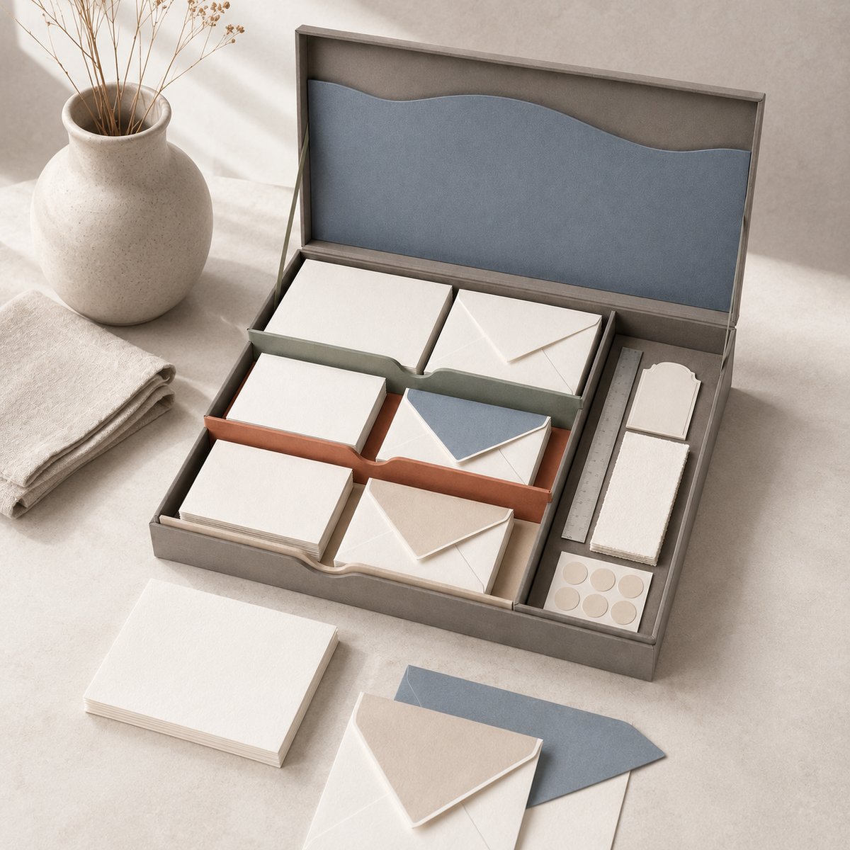 Premium Cotton-Paper Correspondence Writing Chest, 120-Piece Set